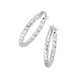 Smart Jewel Hoop Earrings with Diamond-Coated Surface, 925 Sterling Silver