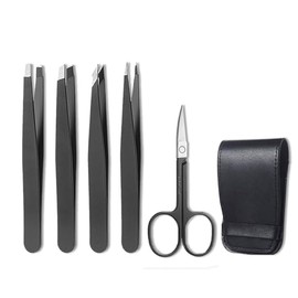 Eyebrow Tweezers Set, Suitable for Facial Hair Removal, Splinter Extraction and Ingrown Hair Removal, Black