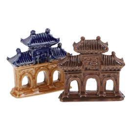 MERRYHAPY Fish Tank Decor 2pcs Vintage Ceramic Decorative Archway Grass Ornament for Aquarium for Small Spaces