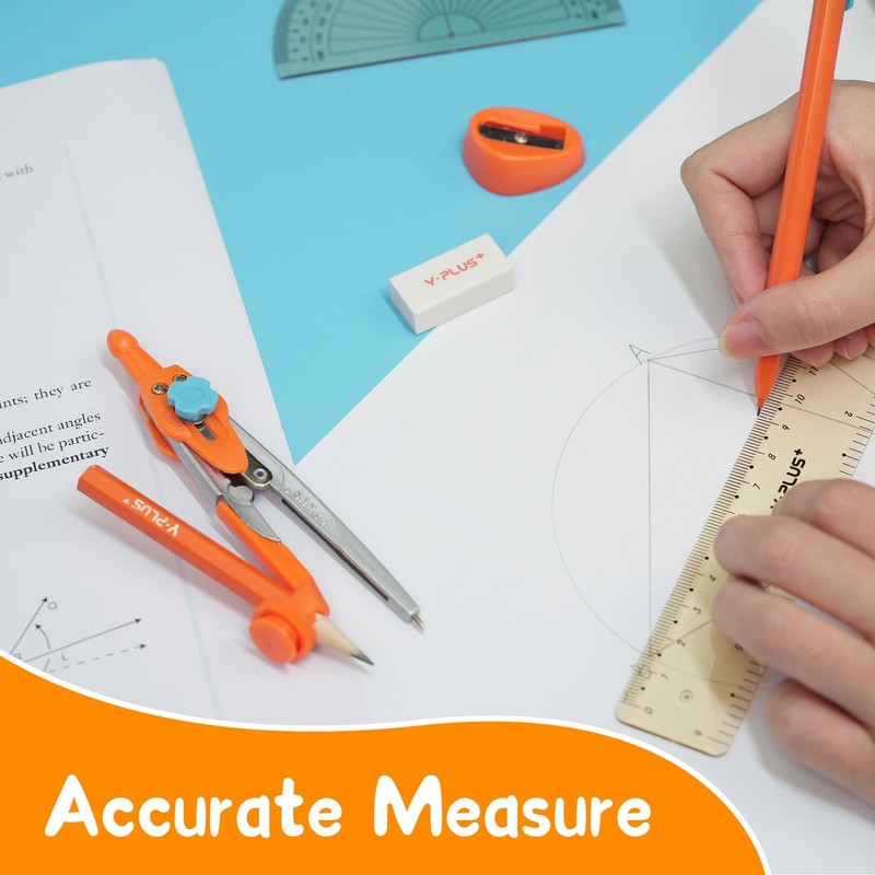 Geometry Set for Students, Math Protractor Compass with Rulers Mechanical