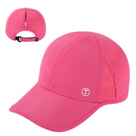 TOP-EX Womens High Ponytail Baseball Hat UPF 50 Cooling Summer Cap Golf Tennis Jogging Beach Holiday Foldable Sun Hat S/M Hot Pink