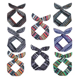ONEYE Boho Wire Headbands for Women,Twist Bow Hair Wraps,8PCS