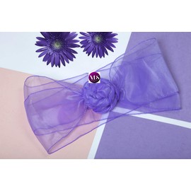VDS - 100 PCS Elegant Organza Chair Bow Sashes Bows Ribbon Tie Back sash for Wedding Party Banquet Decor - Lavender