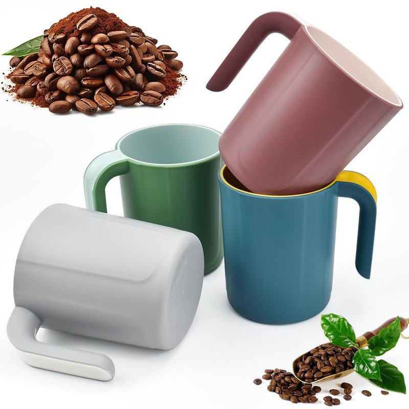 NAROSEBE Set of 4 Coffee Cups Plastic Cups Set 450