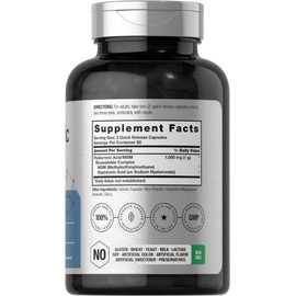 Horbäach Ácido hialurónico con MSM | 1000 mg | 120 cápsulas | Suplemento sin OMG y sin gluten | Fórmula biodisponible | Suplemento sin OMG y sin glute