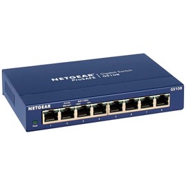 Netgear GS108GE 8-Port Unmanaged Gigabit Copper Switch (Plug and Play, up to 1000 Mbps Data Transfer, Fanless, Metal Enclosure) Blue