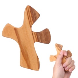 Wooden Holding Cross, 13 cm, Natural Olive Wood Hand Cross, Portable Hand-Held Pendant Cross, Prayer Cross for Hand, Olive Wood, Timeless Keepsake, Perfect Prayer Gift