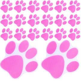 Coufce 20 Pcs Non Slip Bathtub Stickers Pink Paw Print Adhesive Decals Shower Stickers for Floor, Ladders, Bath Tub, Stairs, Bathroom