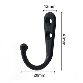 DaiUni Pack of 4 Wardrobe Hooks Wall Hooks Vintage Towel Hooks Clothes Hooks Iron Hooks Vintage Country House Retro (Black)
