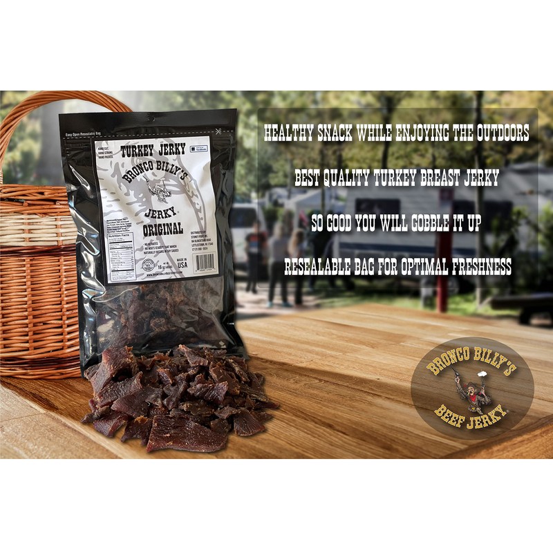 Bronco Billy's Turkey Jerky Original Flavor One Pound Resealable Bag