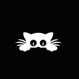 AzQuest Peeking Cat White Vinyl Car Decal Sticker | Cars Trucks Vans Walls Laptop | White | 6 Inch | AZQ206|