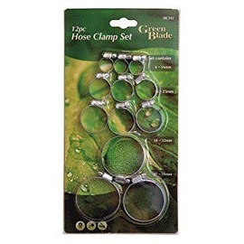 Green Blade 12pc Hose Clamp Set - 6 to 51mm - Green Metal Hardware Hose Clamps