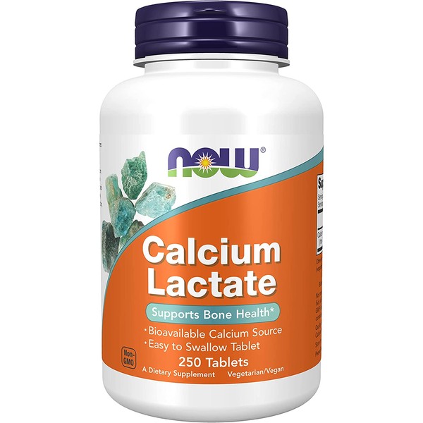 NOW Supplements, Calcium Lactate, Easy Swallow Tablets, Supports Bone Health*, 250 Tablets
