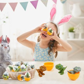 Sealive 4 Pack Dino Eggs for Kids - Hatching Dinosaur Eggs Building Blocks - Surprise Eggs with Bite Finger Dinosaurs - Dinosaur Gift for Birthdays, Christmas, Party Favors & Easter Basket Stuffers