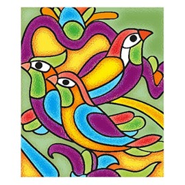 ceoberry Color Your Art: Create Your Own Stained Glass Masterpieces with The Realistic Glass Painting Kit! (Bird) (Flower)