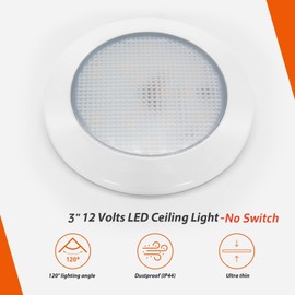 Dream lighting RV Interior LED Lights 3 inch Dome Light Kitchen Cabinet Lamp Soft White 3500K, Pack of 2