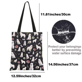 JNIAP Great Pyrenees CottagecoreTote Bag Great Pyrenees Gift Great Pyrenees Mom Gift Great Pyrenees Owner Gift, All White Dog, Large