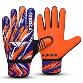 TOROGA Football Goalkeeper Gloves for Boys Kids Teens Football Goalkeeper Gloves with Super Grip Palms (Orange, 4)