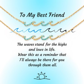 Lezmoii Best Friend Bracelet 14K Gold Plated Matching Friendship Bracelets Best Friend Friendship Gifts for Women (Wave Gold)