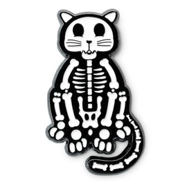 Moonmoli Skeleton Cat Pins with 2 Secure Rubber Backings - Funny and Cute Enamel Pins for Backpacks, Hats, Lapels, Bags or Jackets - Goth Punk Style Horror Pins Aesthetic - 1.5"- 1 ct