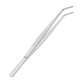 FOCMKEAS 10 Inch Stainless Steel Tweezers, Curved Round Blunt Serrated Tip, Perfectly Aligned, 3/64 Inch Thickness Stainless Steel, Multipurpose Daily Garden Home Lab Craft Repairing Tool