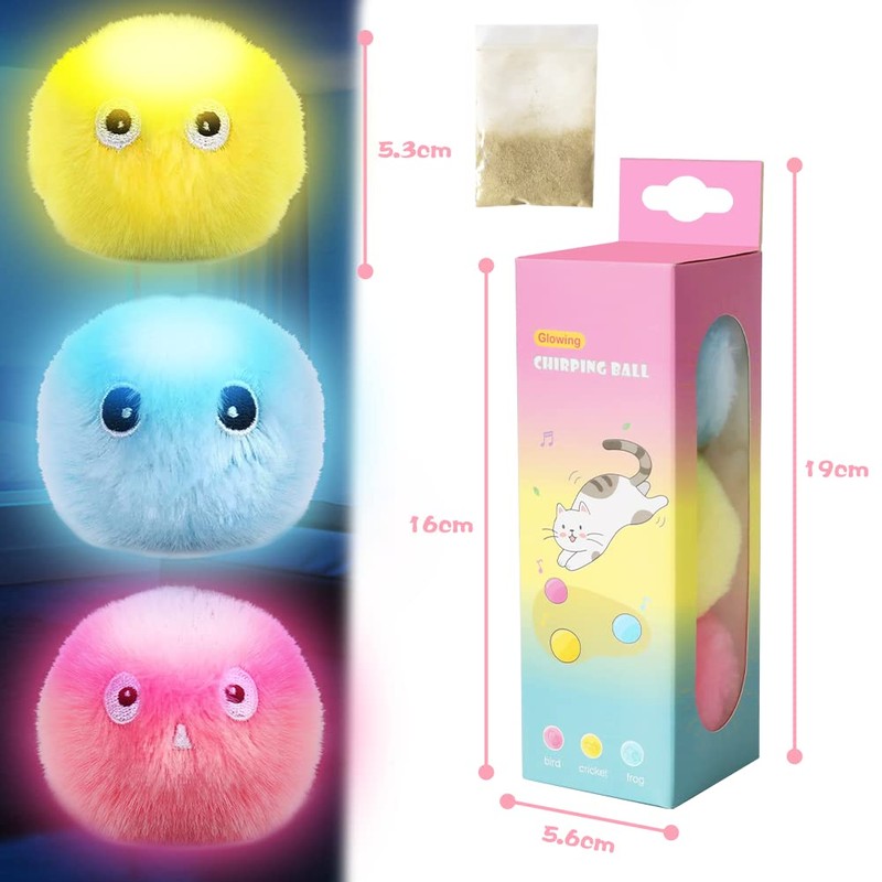 SOARFLY Interactive Plush Cat Toy Balls, Interactive Cat Toy, Cat