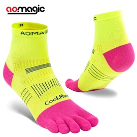 aomagic Toe Socks Men Women Athletic Running Five Finger Colorful Sock, Soft Comfy, Moisture Wicking, Lightweight, Mini Crew - Medium