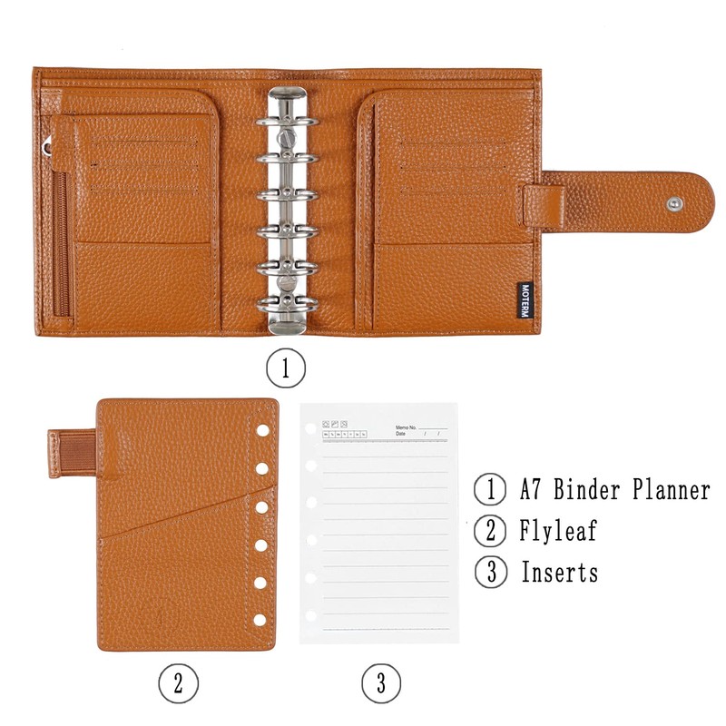 Moterm Pocket Luxe Ring Planner - Genuine Leather Binder Organiser
