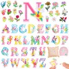 NICEVINYL Flower Self-Adhesive Letter Patches: 2inch 72pcs Self Adhesive Floral Varsity Initial Letter Patch for Girls DIY Decor - Nature Flowers Stick on Embroidered Patch for Bags Backpacks Hats