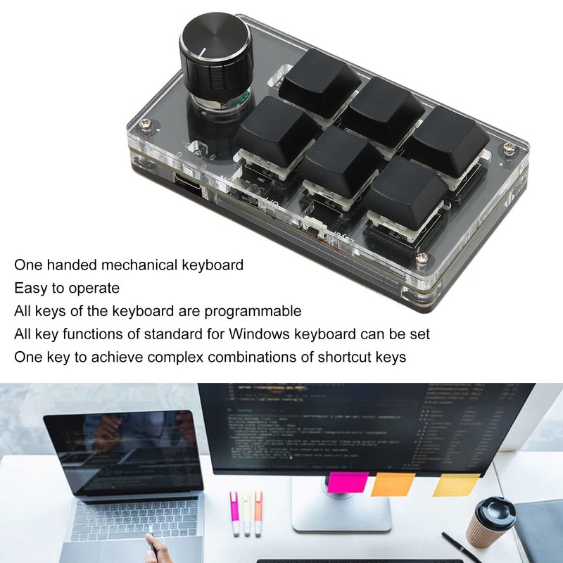 6 Key Mini Keypad with Knob Blue Switch Wired USB