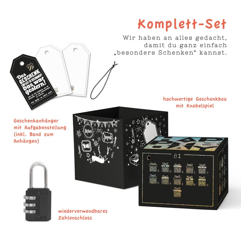 SURPRISA Happy Bday Gift Box - Black with Glitter Foil