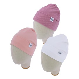 Jersey Beanie Hat for Newborn Baby Boys Girls Silky Satin Lined Hats Bonnet Toddler Infant Little Kids Beanies Caps (0-6M,203 Bundle 3pcs C)