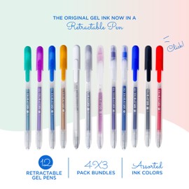 SAKURA Gelly Roll Retractable Gel Pens Colored - Classic, Craft, Stardust & Metallic - Medium Point Ink Pen for Journaling, Art, or Drawing - Colored Gel Pens with Assorted Colored Ink - 12 Pens
