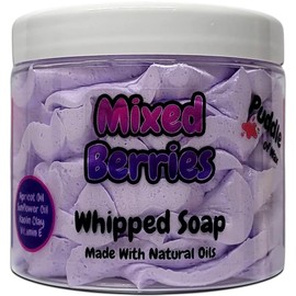 Mixed Berries Whipped Soap Body Wash - 150g - Natural Oils & Kaolin Clay - Fruity Scent - Vegan Friendly - Puddle of Wax - Made in the UK