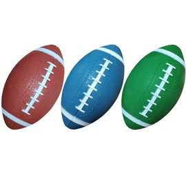 AppleRound 3-Pack of 8-Inch Footballs with 1 Air Pump - Inflatable Toy Sports Balls, Pee-wee Junior Size for Kids and Teens (Multicolor-A)
