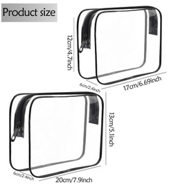 Transparent Toiletry Bag for Transporting Liquids PVC Cosmetic Bag Transparent Toilet Bag Waterproof Wash Bag Hand Luggage Aeroplane Makeup Bag Pack of 2, transparent