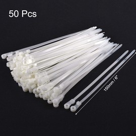 sourcing map Mount Head Cable Zip Ties 6 Inch Screw Hole Nylon Wire Strap White 50pcs