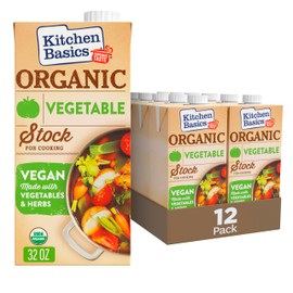 Kitchen Basics Organic Vegetable Stock, 32 oz (Pack of 12) | No Artificial Flavors, Vegan, Gluten Free |