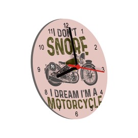 Fabulous Wanduhr aus Glas – I Don't Snore I Dream of Motorcycle Big Bike Cafe Racer – Durchmesser 20 cm – Rosa