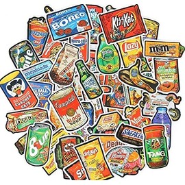 FoxYaye Snack Food Stickers - Funny Spoof Waterproof Durable Reusable Vinyl Decals, 10, 20, 50, Water Bottle Bike Bumper Luggage Skateboard Graffiti, Best Gift for Everyone (10)
