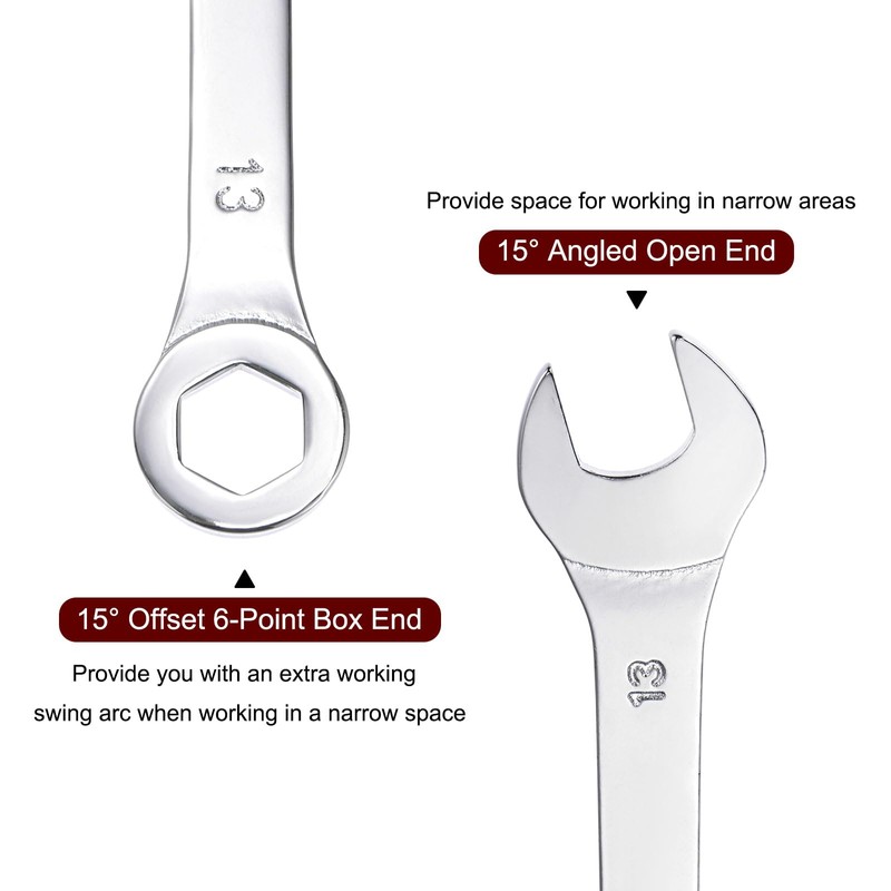 sourcing map Thin Ring Spanner with Offset 6-Point End and