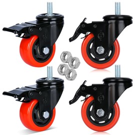 YOOGAA 3 Inch Heavy Duty Caster Wheels 1/2''-13x1'' Stem Casters Dual Locking Caster Set of 4 Industrial Castor Wheels for Cart Furniture 1000 lbs