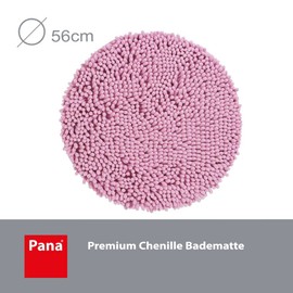PANA® Premium Chenille Bath Mat Round (Diameter 56 cm) • Round Bath Mat Made of Particularly Soft Fibres • Absorbent & Washable • Shower Mat, Bath Mat, Bathroom Rug • Colour: Pink