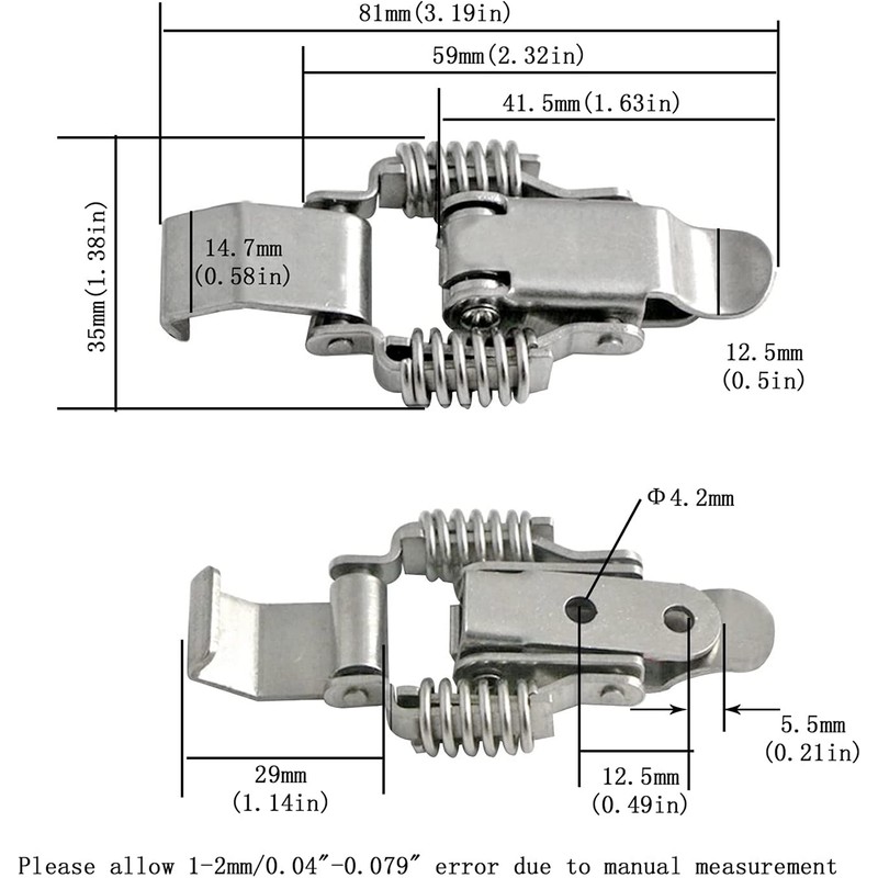 2/4 PCS Cabinet Lock Box Hasp Case ，Integrated Stainless Steel