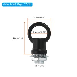 PATIKIL 8kg Load 14mm ID M10 Lamp Female Loop Holder, 3 Set Lifting Eye Nut Hook Ring Shape Structural Support to Chandelier Lighting Fixtures, Black