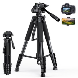 UBeesize 67” Camera Tripod with Travel Bag, Cell Phone Tripod with Bluetooth Remote and Phone Holder, Compatible with All Cameras, Cell Phones, Projector, Webcam, Spotting Scopes