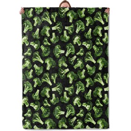 Funny Broccoli Blanket Gifts for Women Girls Kids, Soft Warm Lightweight Flannel Green Vegetable Food Throw Blankets for Bedroom Living Room Home Sofa Home Decor 50" x 60"