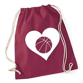 Hippowarehouse Heart Basketball Drawstring Cotton School Gym Bag 37cm x 46cm, 12 litres