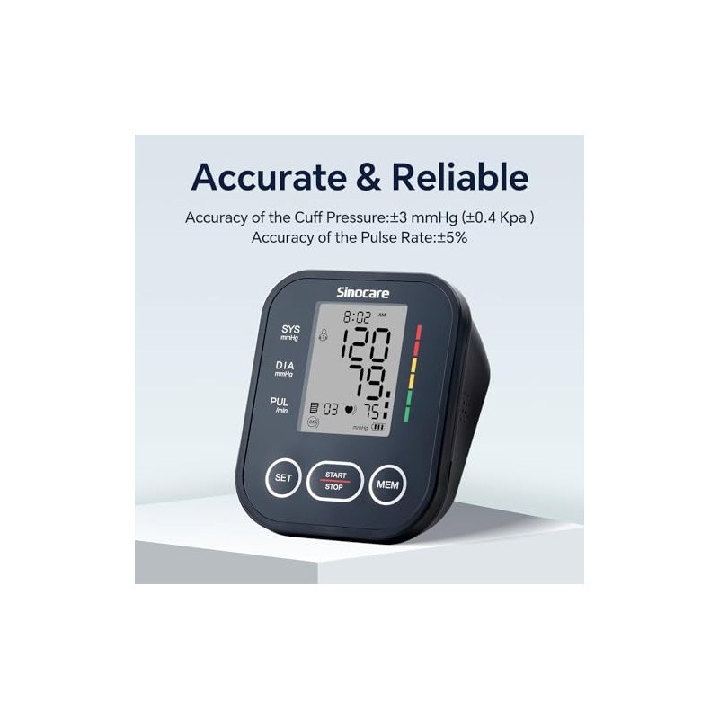 Sinocare Blood Pressure Monitor, Upper Arm BP Machine for Home,