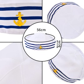 Geviro Navy Sailor Hat Blue White Sailor Hat for Costume Accessory Fancy Dress (1)